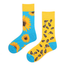 Load image into Gallery viewer, Asymmetrical Color Retro Personality Male And Female Couple Mid-length Cotton Socks

