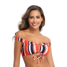 Load image into Gallery viewer, Vertical stripe printed stitching swimsuit
