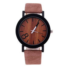 Load image into Gallery viewer, 8 word denim belt watch wood grain surface watch quartz watch
