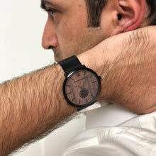Load image into Gallery viewer, Men's ebony wood grain bamboo watch wooden watch
