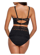 Load image into Gallery viewer, One-piece high waist cutout lace bikini
