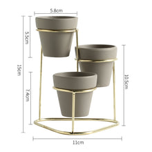 Load image into Gallery viewer, Simple iron frame ceramic flower pot
