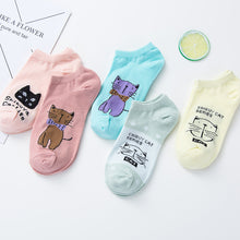 Load image into Gallery viewer, Cotton socks, spring and summer, new cartoon cat boat socks, sweat-absorbent breathable socks
