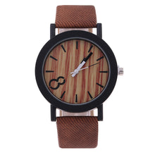 Load image into Gallery viewer, 8 word denim belt watch wood grain surface watch quartz watch
