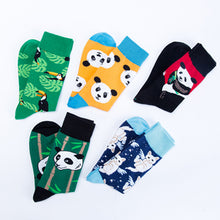 Load image into Gallery viewer, Happy tide socks, pandas, flowers and birds, colorful, high tube, casual cotton socks
