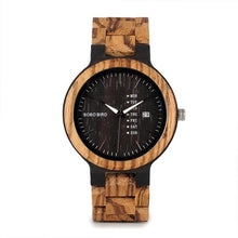 Load image into Gallery viewer, Relogio masculino BOBO BIRD Wood Watch Men erkek kol saati Week Display Date Quartz Watches Wooden Accept Logo Drop Shipping
