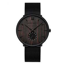Load image into Gallery viewer, Men's ebony wood grain bamboo watch wooden watch
