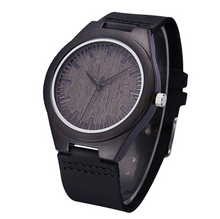 Load image into Gallery viewer, Natural original environmental protection bamboo and wood watch Ebony belt bamboo and wood watch
