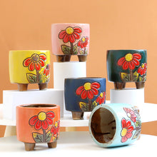 Load image into Gallery viewer, Personality Small Ceramic Stoneware Relief Hand-painted Succulent Flower Pot
