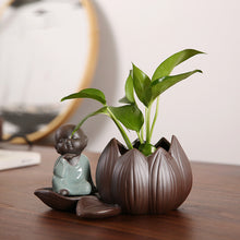 Load image into Gallery viewer, Vase Glass Transparent Water Culture Tabletop Ceramic Flower Pot
