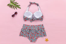 Load image into Gallery viewer, Plaid printed split bikini
