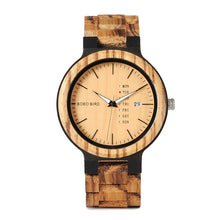 Load image into Gallery viewer, Relogio masculino BOBO BIRD Wood Watch Men erkek kol saati Week Display Date Quartz Watches Wooden Accept Logo Drop Shipping
