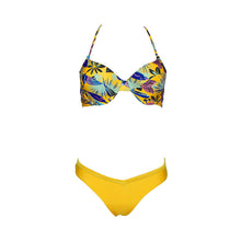 Load image into Gallery viewer, Flower bikini strap solid color hard cover swimsuit
