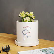 Load image into Gallery viewer, Matte Straight Personality Indoor Ceramic Flowerpot
