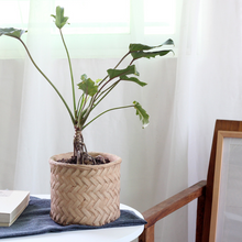 Load image into Gallery viewer, Bamboo flower pot Retro woven storage bamboo basket
