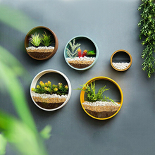 Load image into Gallery viewer, Round Iron Wall Vase Home Living Room Restaurant Hanging Basket Flower Pot Wall Decor Succulent Plant Planters Art Glass Vases
