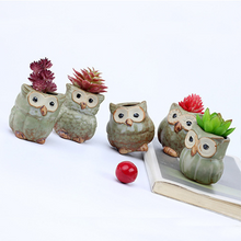 Load image into Gallery viewer, Mini Thumb Owl Small Flower Pot Stoneware Ornament
