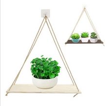 Load image into Gallery viewer, Decorative Hemp Rope Rack On Wooden Wall, Flower Pot Storage Rack, One-Word Partition Storage Rack
