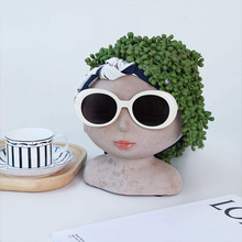Load image into Gallery viewer, Sculpture Flowerpot With Closed Eyes Doll Garden Decoration Ornaments
