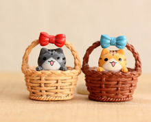 Load image into Gallery viewer, Moss micro landscape jewelry flat bamboo basket kitten ornaments DIY assembly
