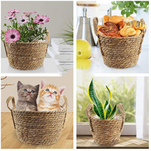 Load image into Gallery viewer, Desktop Decorative Plant Straw Flower Pot
