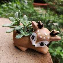Load image into Gallery viewer, Hand Painted Elk Ceramic Ornament Succulent Flower Pot
