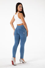 Load image into Gallery viewer, shascullfites melody light blue high waist jeggings booty lifting leggings anti cellulite booty lift leggings
