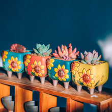 Load image into Gallery viewer, Hand Painted Sunflower Retro Trumpet Cute Mini Flower Pot Ceramic
