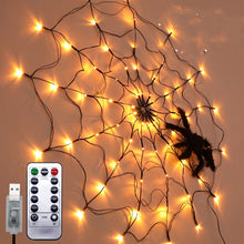 Load image into Gallery viewer, Halloween Led Spider Web String Light 5v Remote Control 8 Modes Net Mesh Atmosphere Lamp Outdoor Indoor Party Decor Led Light
