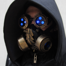 Load image into Gallery viewer, BadBoyStudio steampunk glasses cyber glow mask gas mask
