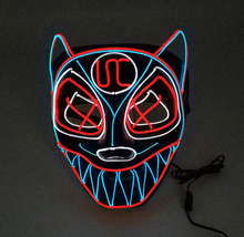 Load image into Gallery viewer, EL cold light glowing mask multicolor wolf head animal modeling game role playing Halloween horror props
