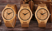 Load image into Gallery viewer, Casual handmade bamboo watch for men and women Student simple and lovely animal dog leather watch
