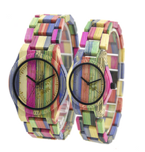 Load image into Gallery viewer, Colored Bamboo Wood Carving Couple Watch
