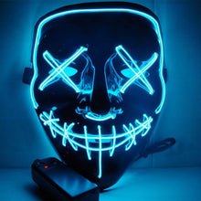 Load image into Gallery viewer, Halloween Cold Light Ghost Step Dance Clothes Glow Mask LED Flash Ghost Face Adult Fluorescent Dance Mask
