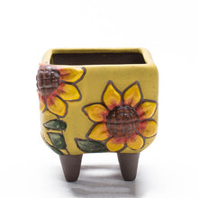 Load image into Gallery viewer, Hand Painted Sunflower Retro Trumpet Cute Mini Flower Pot Ceramic
