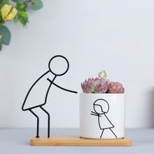Load image into Gallery viewer, Wrought iron ceramic flowerpot
