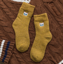 Load image into Gallery viewer, Ms. cat embroidery in stockings thickening terry socks in Japanese warm wool socks
