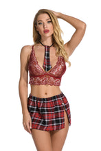 Load image into Gallery viewer, European And American Students' Plaid Skirt Underwear Suit
