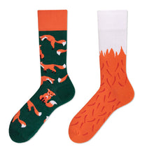 Load image into Gallery viewer, Asymmetrical Color Retro Personality Male And Female Couple Mid-length Cotton Socks
