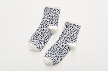 Load image into Gallery viewer, Leopard Dalmatian Black White Cotton Crew Socks
