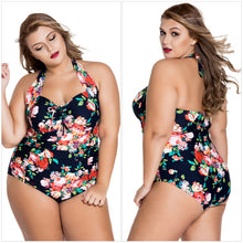 Load image into Gallery viewer, Women's Halterneck Sexy Gathered Plus Size One-piece Swimsuit
