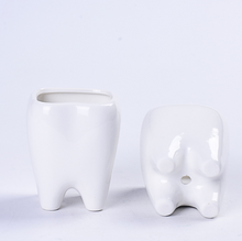 Load image into Gallery viewer, Teeth flower pot simple dehua white porcelain succulent potted tabletop flower pot potted ornaments
