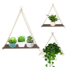 Load image into Gallery viewer, Decorative Hemp Rope Rack On Wooden Wall, Flower Pot Storage Rack, One-Word Partition Storage Rack
