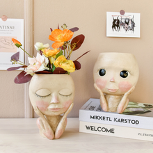 Load image into Gallery viewer, Face Head Design Sculpture Flower Planter Garden Indoor Plant Pot Art Flowerpot

