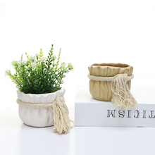 Load image into Gallery viewer, Creative Succulent Ceramic Flowerpot Zakka Simulation Plant Fake Flower Potted Flowerpot Imitation Hemp Small Pocket

