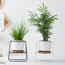 Load image into Gallery viewer, Trapezoidal wrought iron ceramic flower pot
