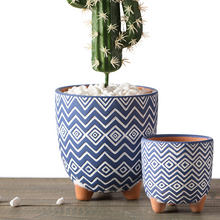 Load image into Gallery viewer, Terracotta three-legged flower pot
