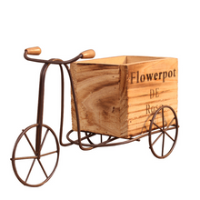 Load image into Gallery viewer, Idyllic Wrought Iron Indoor Pendulum Table Tricycle Wooden Flower Pot Stand
