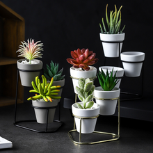 Load image into Gallery viewer, Simple iron frame ceramic flower pot
