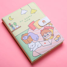 Load image into Gallery viewer, Kaba Bear Hippo Small White Magnetic Buckle Notebook Portable Notebook Girl Heart Creative Cute Hand Book
